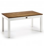 Table à manger bicolore marron blanc 