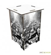 Tabouret en bois imprimé photo noir et blanc Werkhaus