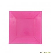 Assiette carrée rose - 15cm (x1)