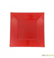 Assiette carrée rouge - 15cm (x1)