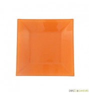 Assiette carrée orange - 15cm (x1)