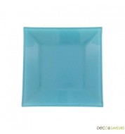Assiette carrée turquoise - 15cm (x1)