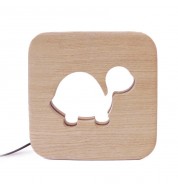 Lampe carré Tortue bois naturel