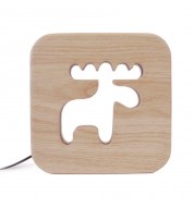 Lampe carré Caribou bois naturel