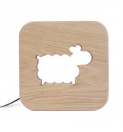 Lampe carré Mouton bois naturel