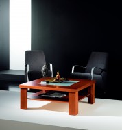 Table basse carrée verre et bois