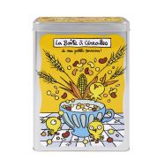 Boite metal à céréales Derrière la porte poussins