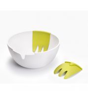 Grand saladier avec couverts intégrés Joseph Joseph blanc