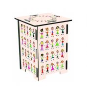 Tabouret enfant en bois imprimé coloré