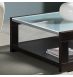 Table basse carrée bois et verre 90 cm