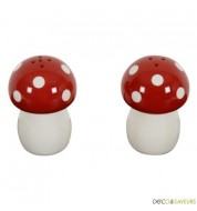 Salière et poivrière champignon faïence - Déjeuner sur l'herbe