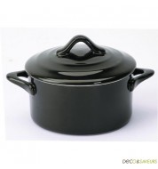 Mini cocotte ronde en grès couleur noire (à l'unité)