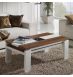 Table basse relevable blanc et bois
