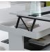 Table basse relevable laquée blanche et verre noir