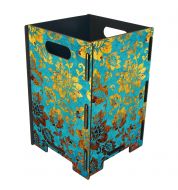 Corbeille à papier bois Werkhaus or et bleue