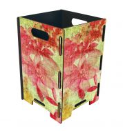 Corbeille à papier bois Werkhaus fleurs jaune et rose