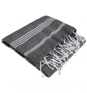 Fouta blanche et grise coton bio 100x50 cm
