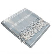 Fouta blanche et gris claire coton bio 100x50 cm