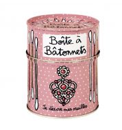 Boite à coton tiges rose Derrière la porte