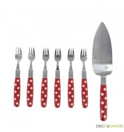 Set couverts à gâteaux pois rouge - Déjeuner sur l'herbe