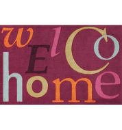 Paillasson welcome (lavable/antidérapant) 42x64cm rose