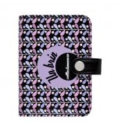 Porte cartes Folk Collectionneuse rose et violet Derrière la porte