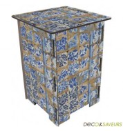 Tabouret en bois imprimé Azulejos