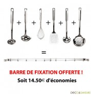 Barre ustensiles + 6 ustensiles de cuisine en inox