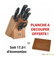 Bloc de couteaux Zwilling Four star + planche à découper bambou